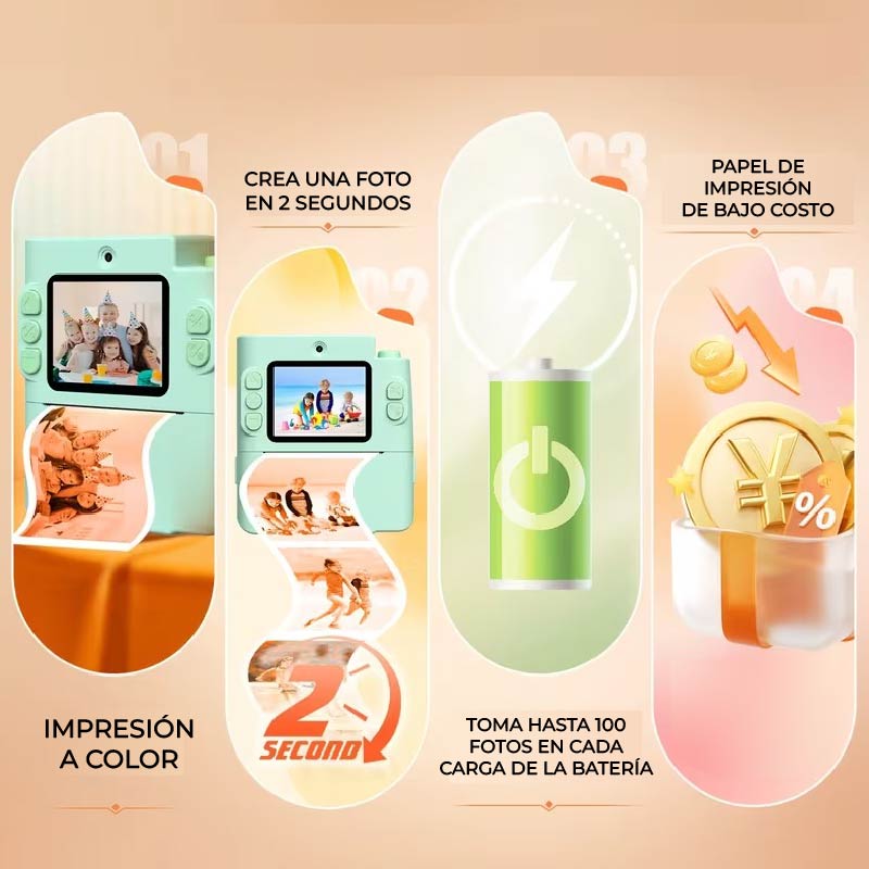 Click&Print | Cámara Digital Instantánea 5-en-1 para Pequeños Artistas