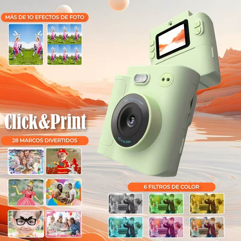 Click&Print | Cámara Digital Instantánea 5-en-1 para Pequeños Artistas