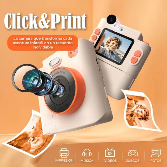 Click&Print | Cámara Digital Instantánea 5-en-1 para Pequeños Artistas